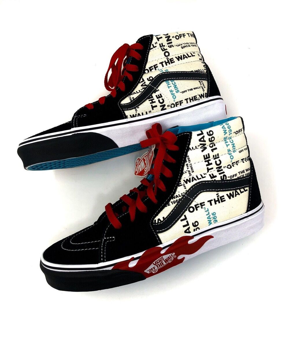 Vans Sk8 Skate Hi High Tops Mens Size 8 Wmns 9.5 Flames SB 500714 Off The Wall